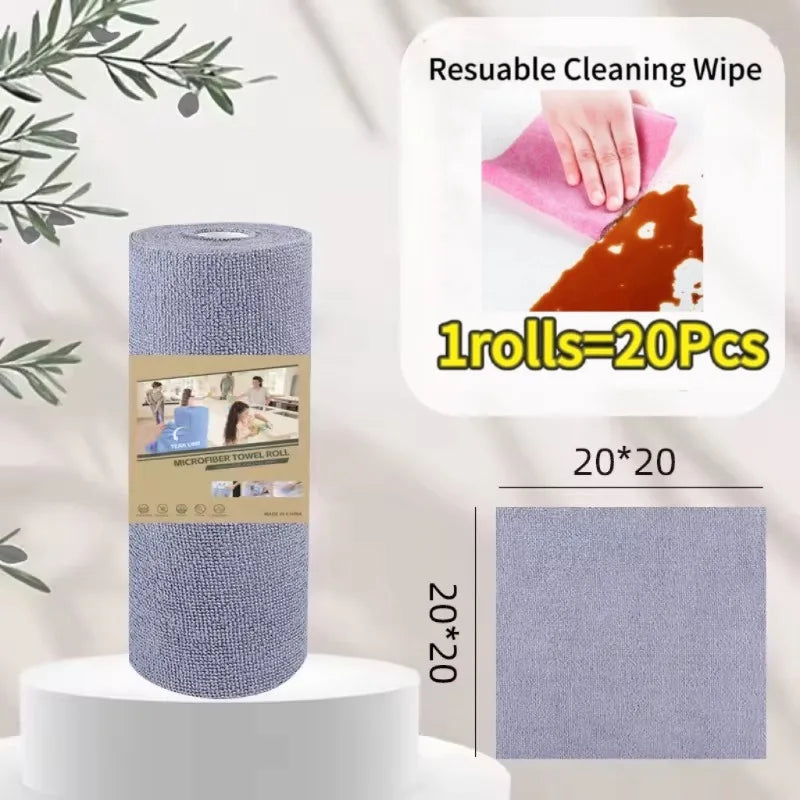 Reusable Microfiber Cleaning Cloth Roll – 20 Sheets