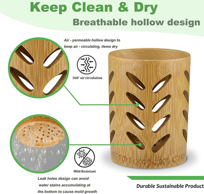 Bamboo Toothbrush Holder Cup