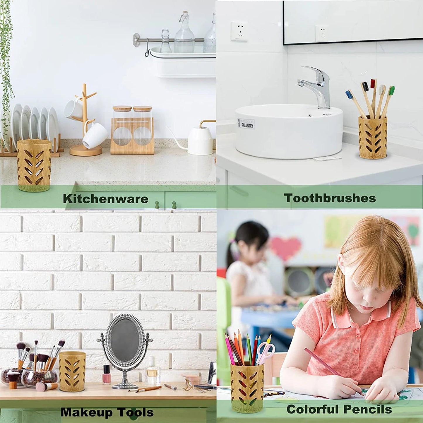Bamboo Toothbrush Holder Cup