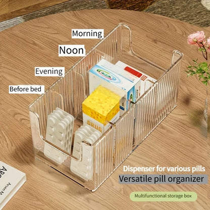 4-Compartment Transparent Medicine Storage Box