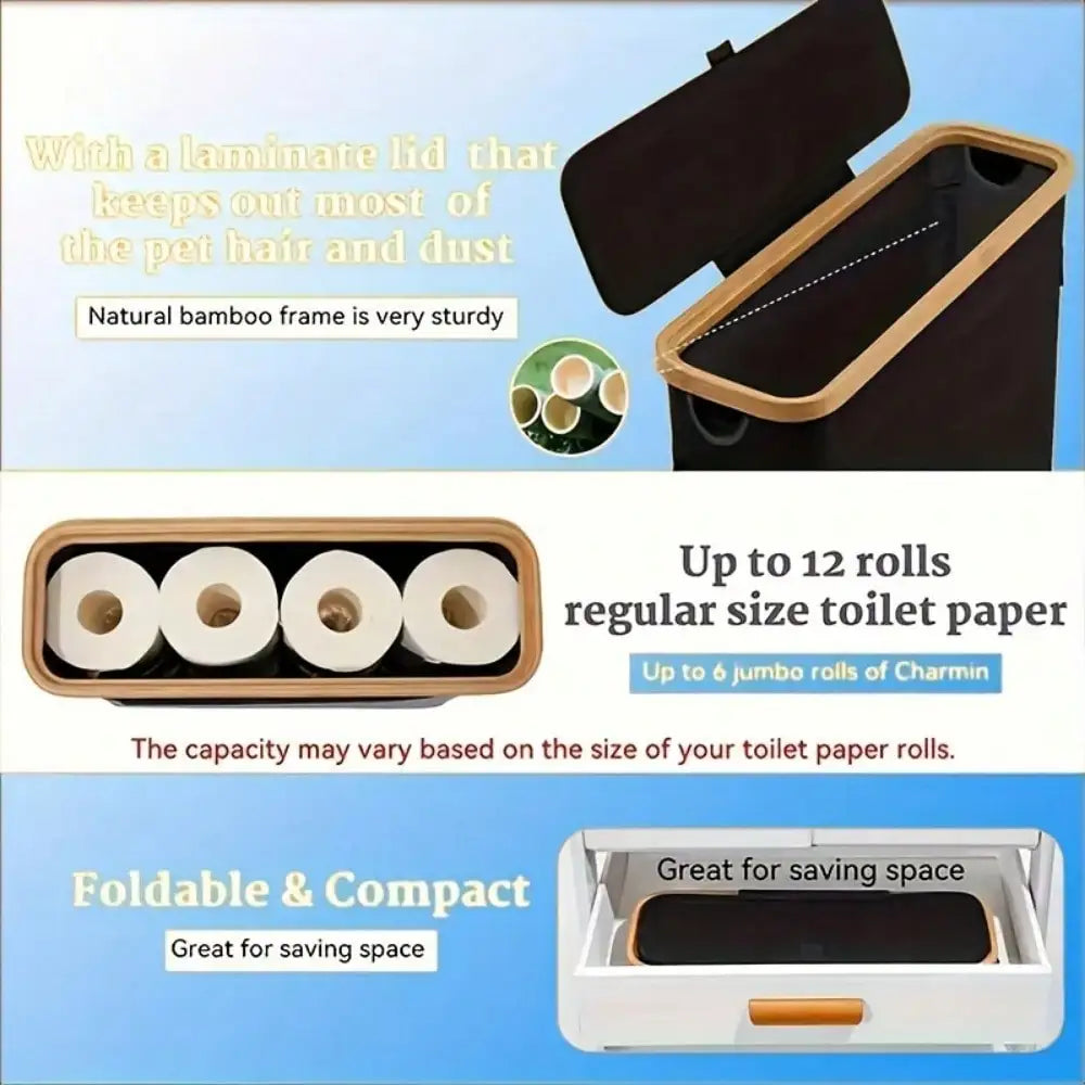 Bamboo Toilet Paper Holder Basket