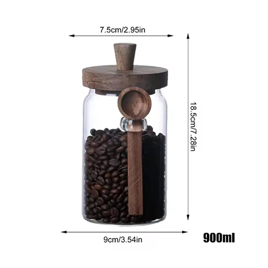 Airtight Glass Storage Jar with Wooden Lid