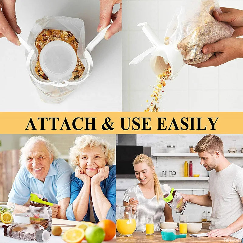 Food Bag Sealing Clips with Pour Spout