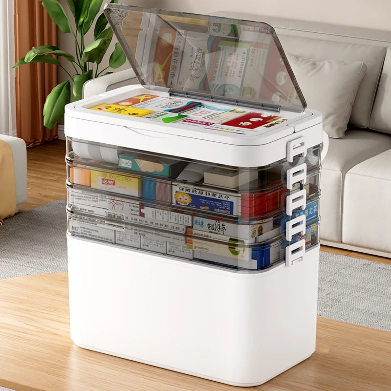 Portable Medicine Storage Box with Drawers