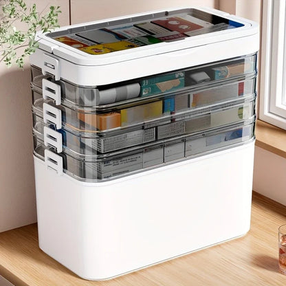 Portable Medicine Storage Box with Drawers