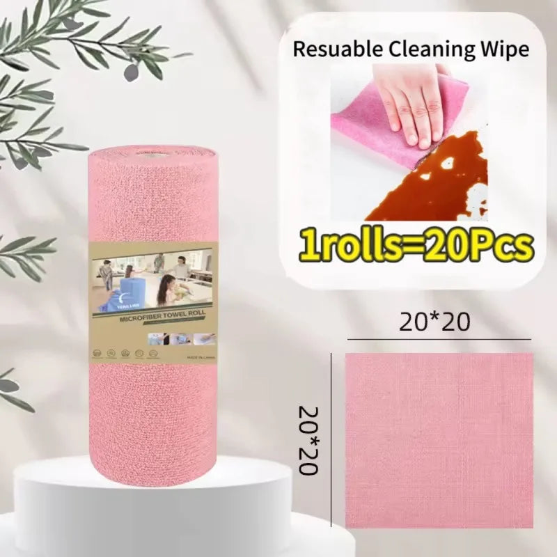 Reusable Microfiber Cleaning Cloth Roll – 20 Sheets