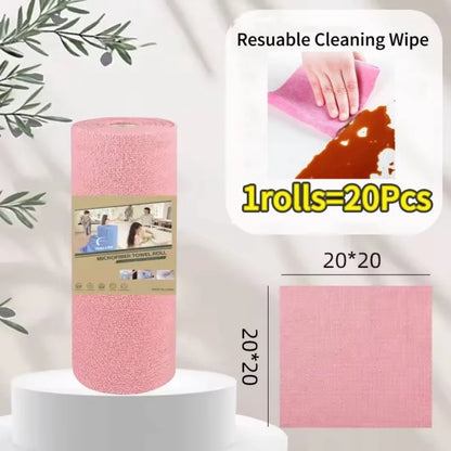 Reusable Microfiber Cleaning Cloth Roll – 20 Sheets