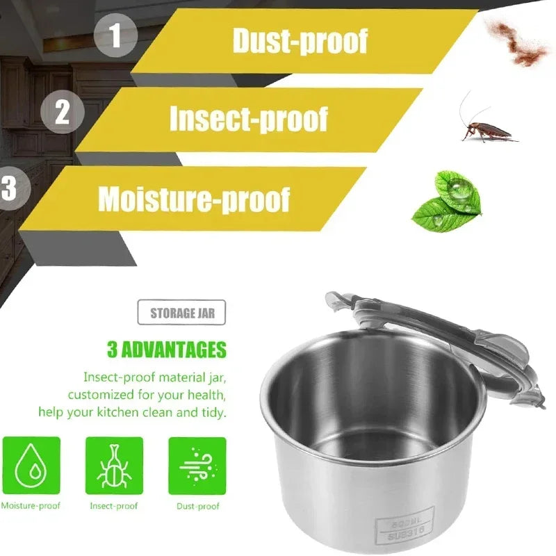 Airtight Stainless Steel Kitchen Organizer Tank