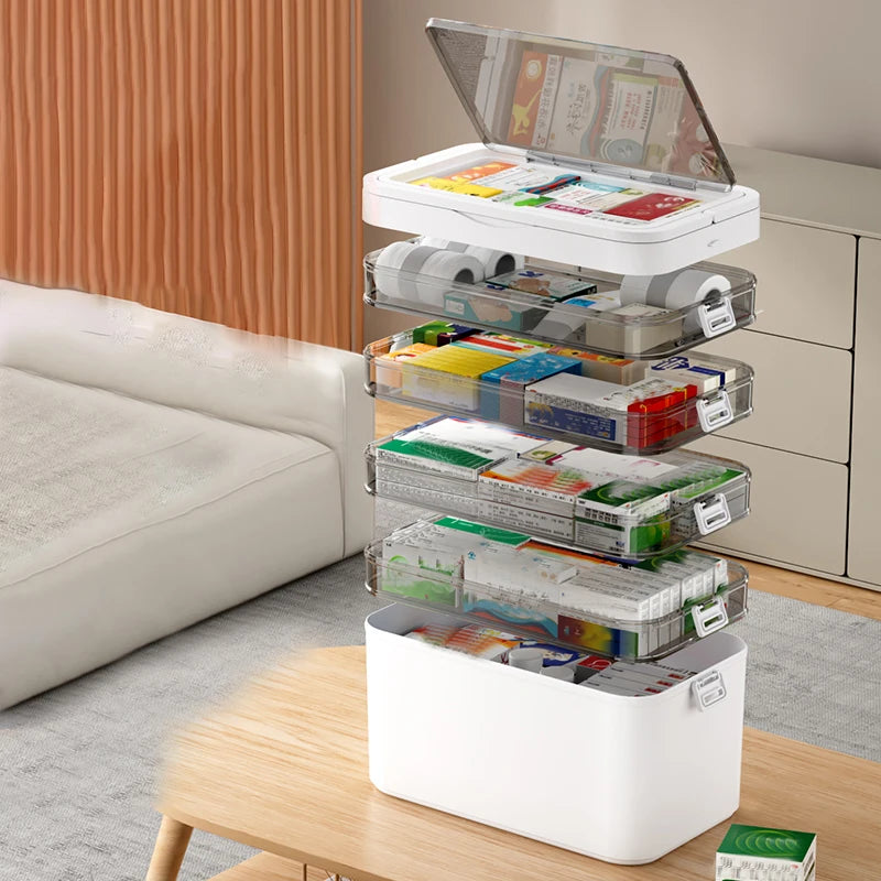 Portable Medicine Storage Box with Drawers