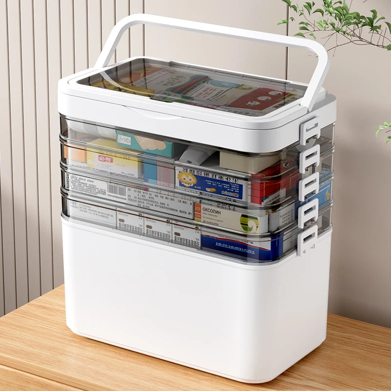 Portable Medicine Storage Box with Drawers