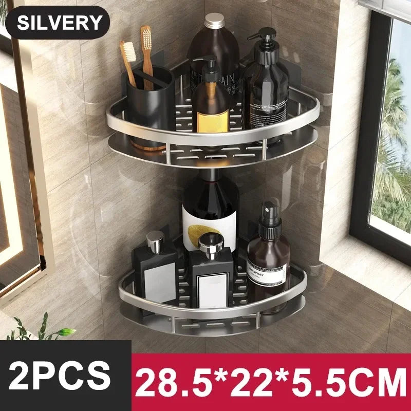 No-Drill Aluminum Bathroom Shower Shelf