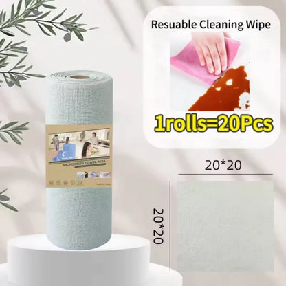 Reusable Microfiber Cleaning Cloth Roll – 20 Sheets