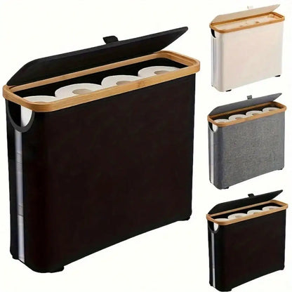Bamboo Toilet Paper Holder Basket