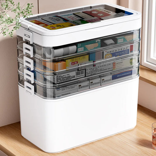 Portable Medicine Storage Box with Drawers