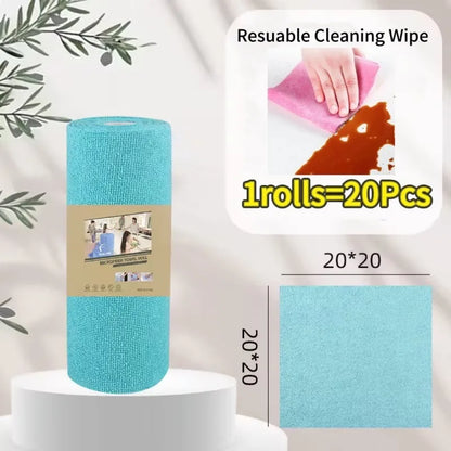 Reusable Microfiber Cleaning Cloth Roll – 20 Sheets