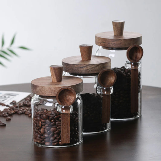 Airtight Glass Storage Jar with Wooden Lid