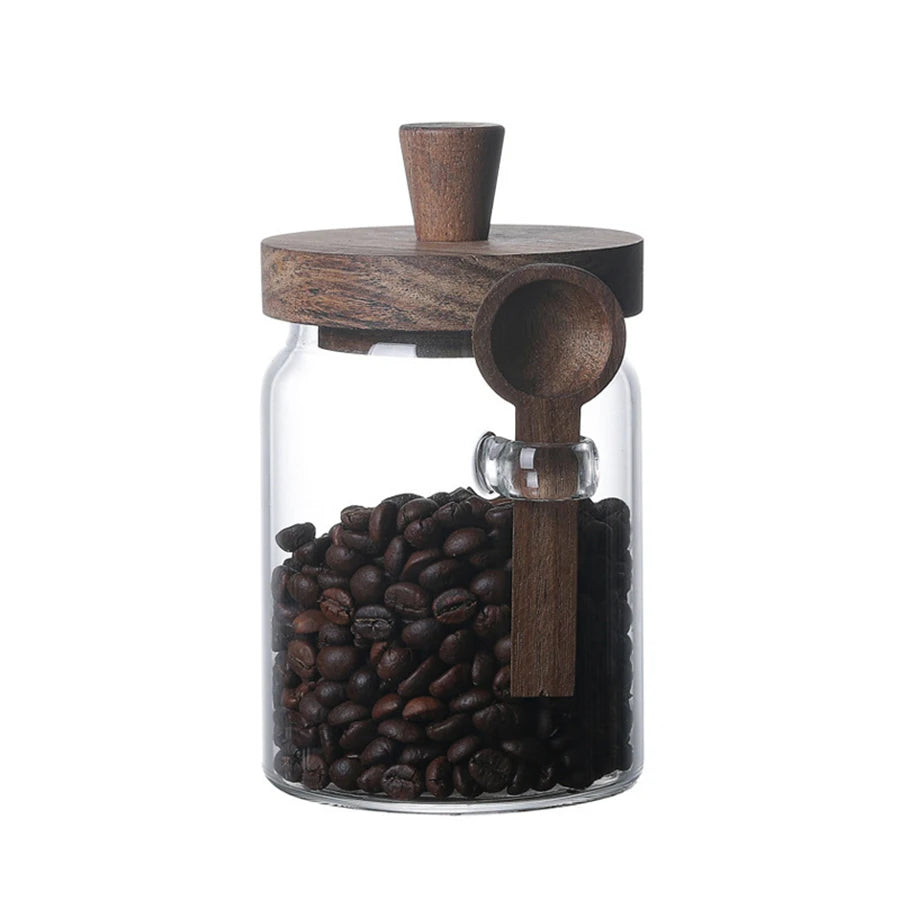 Airtight Glass Storage Jar with Wooden Lid