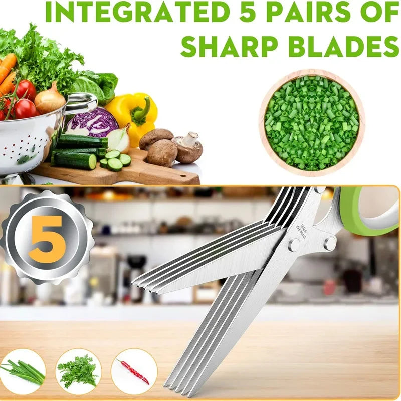 5-Blade Herb Scissors with Cover